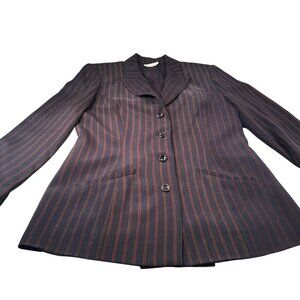 Due Per Due Pinstriped Silk Suit Single Breasted Jacket Womens Blazer